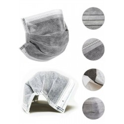 Activated carbon nano filter - 4-layer mouth / face mask - antibacterial - grey