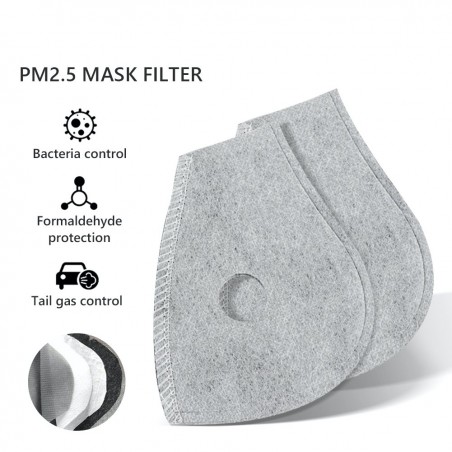 PM25 - filtre actif de remplacement de carbone pour masque bouche/face avec double valve d'air - 10 pièces