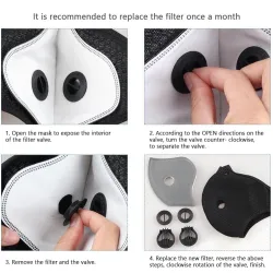 PM25 - aktivt kol ersättningsfilter för mun / ansiktsmask med dubbel luftventil - 10 bitar