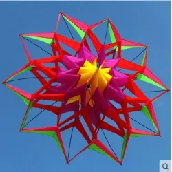 3D-kukkien muotoinen kite kahvalla ja linjalla - 150 cm halkaisija