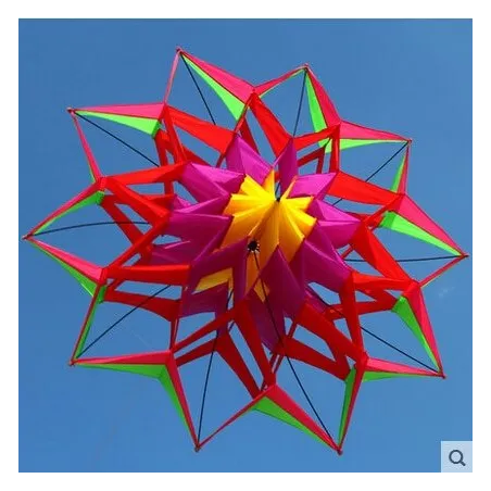 3D flower shape kite with handle and line - 150 cm diameter