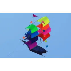 Navio pirata voando - veleiro - papagaio