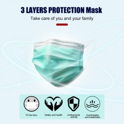 Masques de visage/de bouche jetables - 3 couches - anti-dust - anti bactérien - vert premium