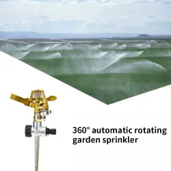 360 degree rotating garden water sprinkler - durable adjustable sprayer - incl. metal stand