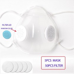 Maschera trasparente viso / bocca con filtri PM2.5 - antipolvere & - batterico - lettura labbro