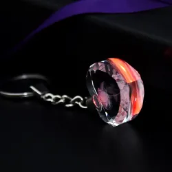 Flor de rosa no coração de cristal - LED - chaveiro