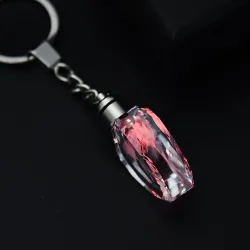 Rose blomma i kristall hjärta - LED - keychain