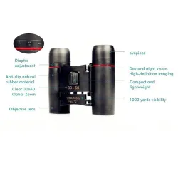 30x60 -zoom-teleskooppi - taitettava binoculars yönäkö - 1000m