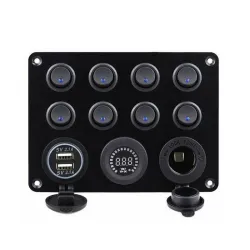 8 Gang toggle switch panel - 12V - 24V - Dual USB - digital voltmeter - waterproofSwitches