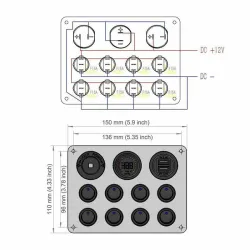 8 Gang toggle switch panel - 12V - 24V - Dual USB - digital voltmeter - waterproofSwitches
