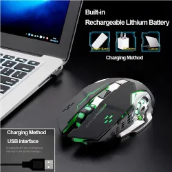 MouseRatón de juego óptico inalámbrico - recargable - silencio - retroiluminado LED - ergonomía