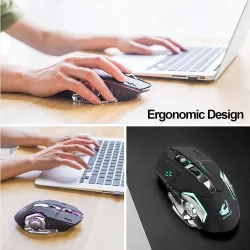 Wireless optical gaming mouse - rechargeable - silent - LED backlit - ergonomic