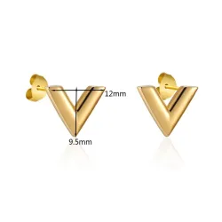 AretesV patrón pendientes stud - acero inoxidable