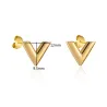 V pattern stud earrings - titanium steelOorbellen