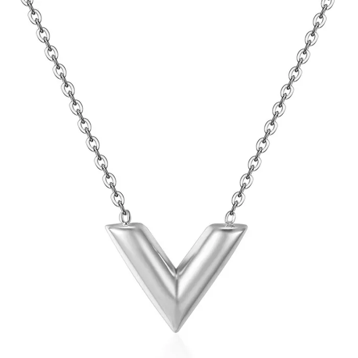 CollarV Colgante de letras con collar - acero inoxidable