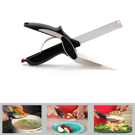 2 in 1 utility knife & scissors - stainless steel kitchen tool