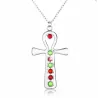 Silver Cross with colourful crystals - stainless steel necklace