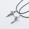 CollaresCruz de plata negro con anillo - cadena de cuerda - collar para pareja - 2 piezas
