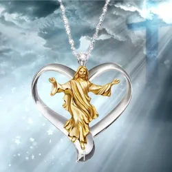 Jesus heart pendant - stainless steel necklaceNecklaces