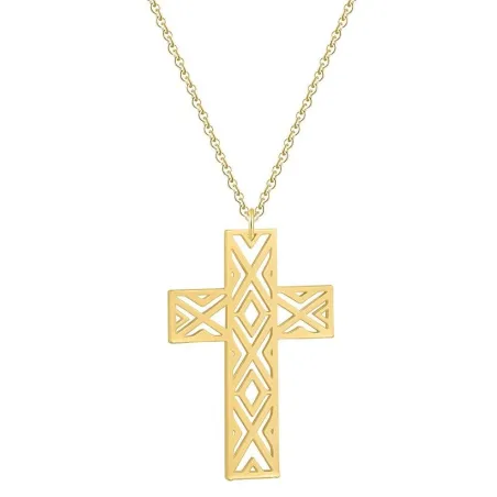 CollarCruz hueca con collar - acero inoxidable