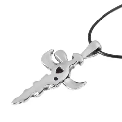 Antica spada drago con cristallo - collana di pelle