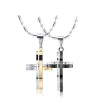 CollaresModa negro - plata - oro doble cruz - acero inoxidable collar - unisex