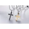 CollaresModa negro - plata - oro doble cruz - acero inoxidable collar - unisex