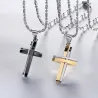 Modische schwarze -Silber - Gold Doppelkreuz - Edelstahl Halskette - unisex