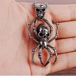 Vintage hope spider & skull pendant - ruostumaton teräs kaulakoru