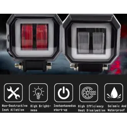 20W - 12V - 6000K - DRL - barra de luz LED com HELO - refletor - para motocicleta - SUV - caminhão - ATV - trator
