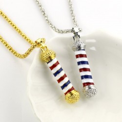 Gold & silver necklace with a microphone