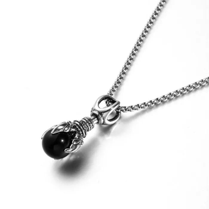 Dragon's taw with kristalli - vintage ruostumaton teräs kaulakoru