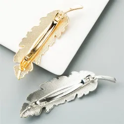 Feuille vintage - or & broche à cheveux argent - clip
