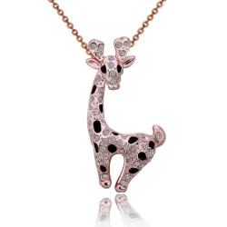 Rostfritt stål halsband med kristall giraff