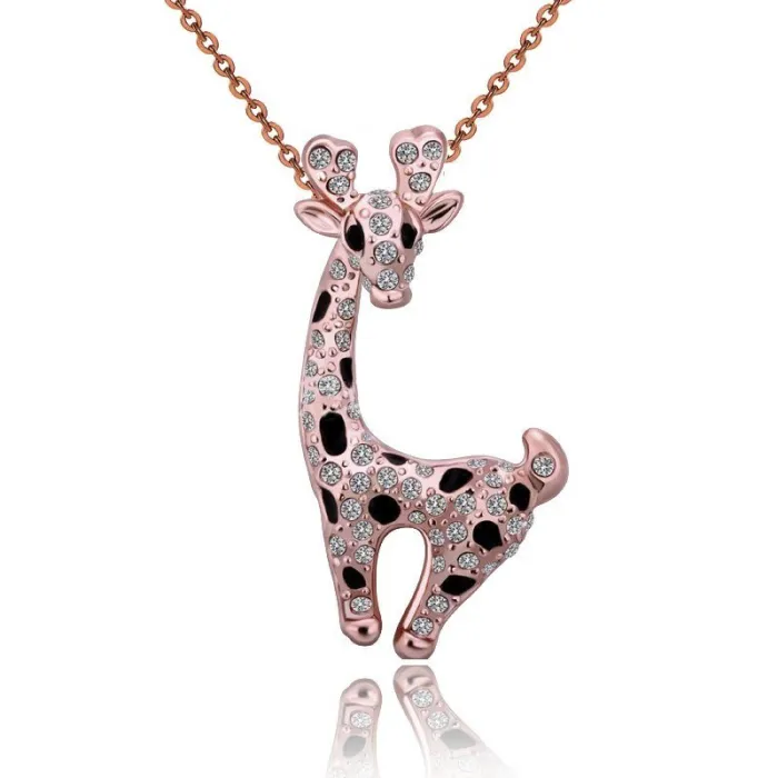 Collana in acciaio con giraffa in cristallo