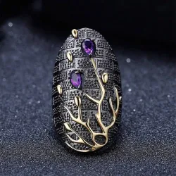AnillosZarcón morado vintage - árbol de oro - anillo