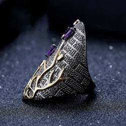 AnillosZarcón morado vintage - árbol de oro - anillo