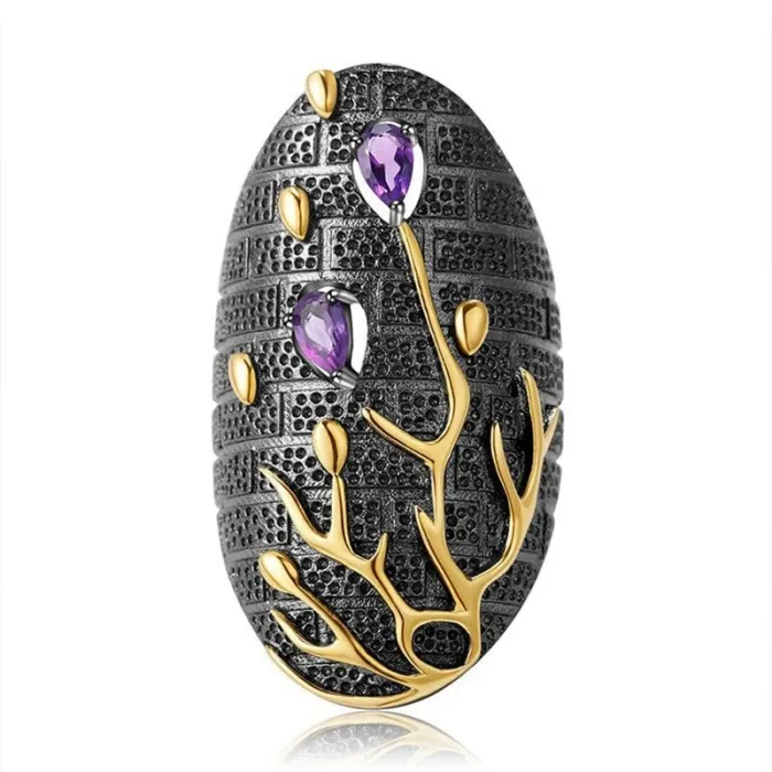 AnillosZarcón morado vintage - árbol de oro - anillo