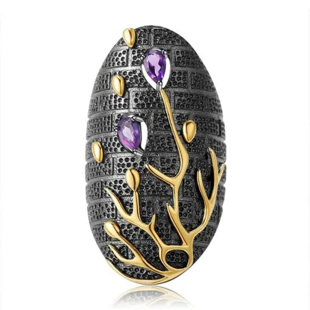 AnillosZarcón morado vintage - árbol de oro - anillo