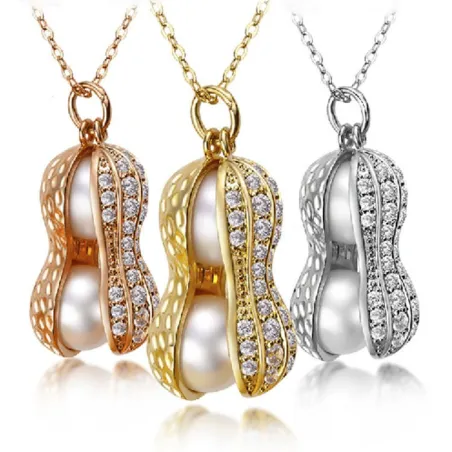 Pearl Peanut Necklace - Gold/Silver/Rose GoldHalskettingen