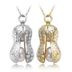 Crystal jordnöt med pärlor - halsband