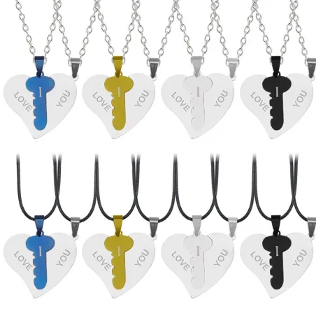 Ti amo - 2 pezzi cuore e collana chiave - 2 pezzi