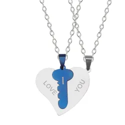 Ti amo - 2 pezzi cuore e collana chiave - 2 pezzi