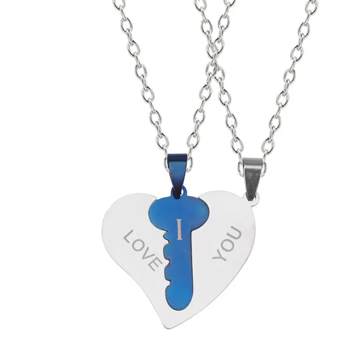 CollarTe amo - 2 piezas corazón & collar de llave - 2 piezas