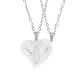Ti amo - 2 pezzi cuore e collana chiave - 2 pezzi