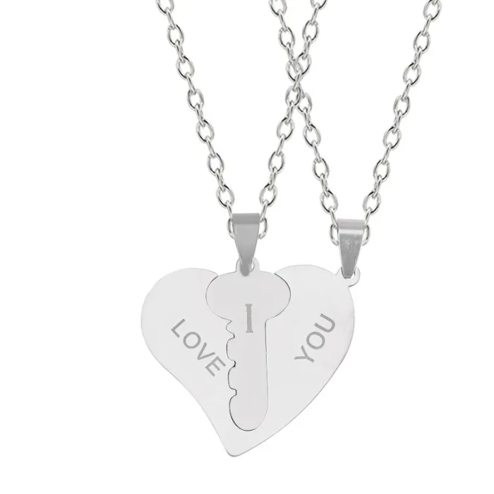 Ti amo - 2 pezzi cuore e collana chiave - 2 pezzi