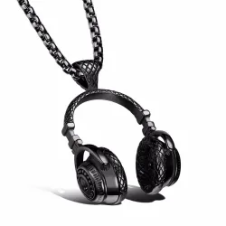 Collana con cuffie - nero - oro - argento