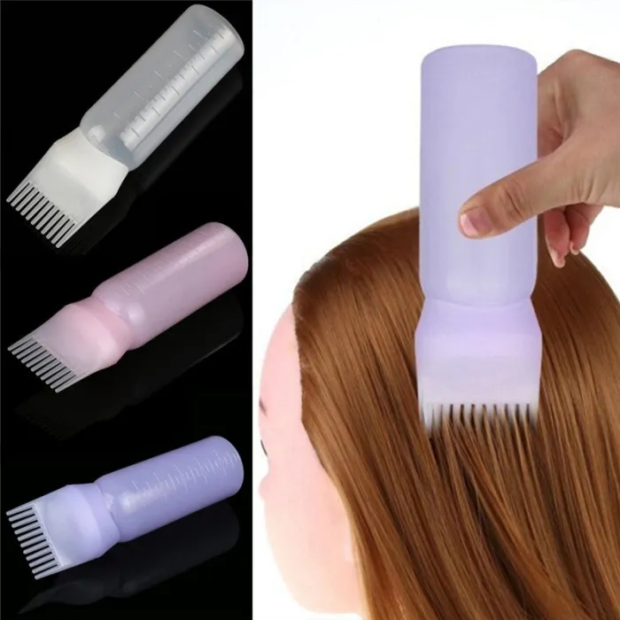 Empty bottle with brush for hair dye - container 120ml