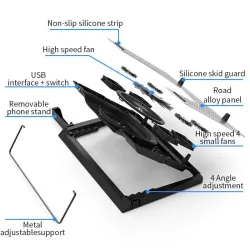 12-17 tums kylfläkt för MacBook & laptop - stand - justerbar innehavare
