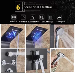 GrifosCaja de agua de 6 funciones - Panel de ducha LED con sistema de masaje
